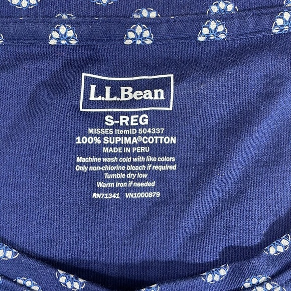 L.L.Bean supina cotton blue 3/4 sleeve tee shirt - Picture 6 of 7